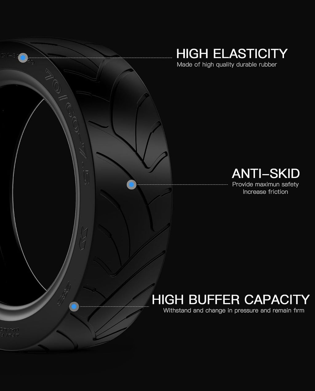 70/60 - 7.5 - 11" Segway Ninebot JELLY VACUUM Tire MAX G3/ZT3/ZT3 Qty 2