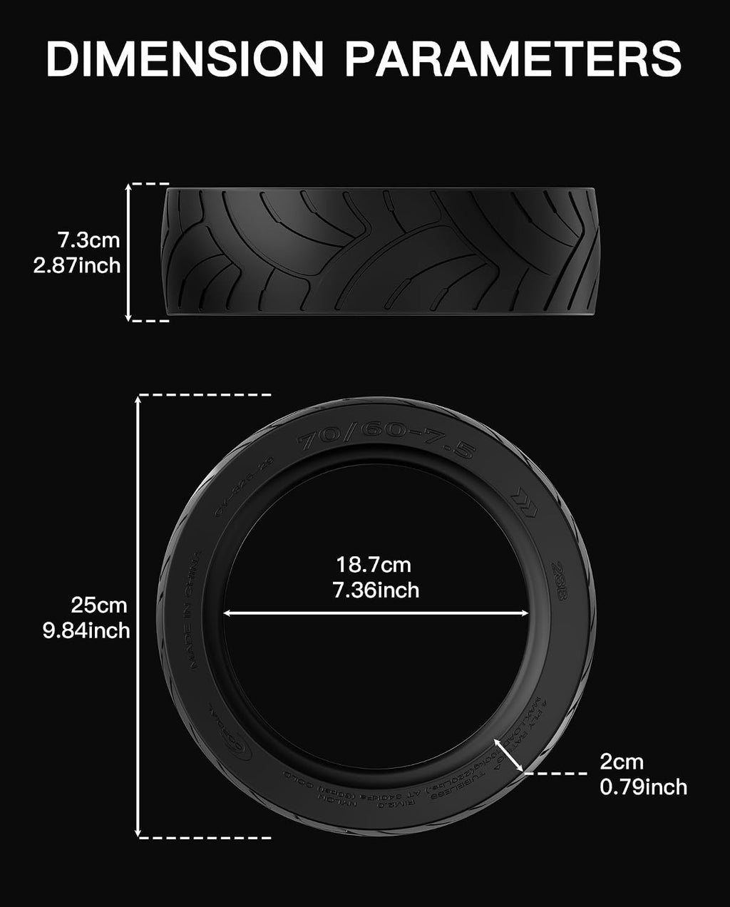 70/60 - 7.5 - 11" Segway Ninebot JELLY VACUUM Tire MAX G3/ZT3/ZT3 Qty 2