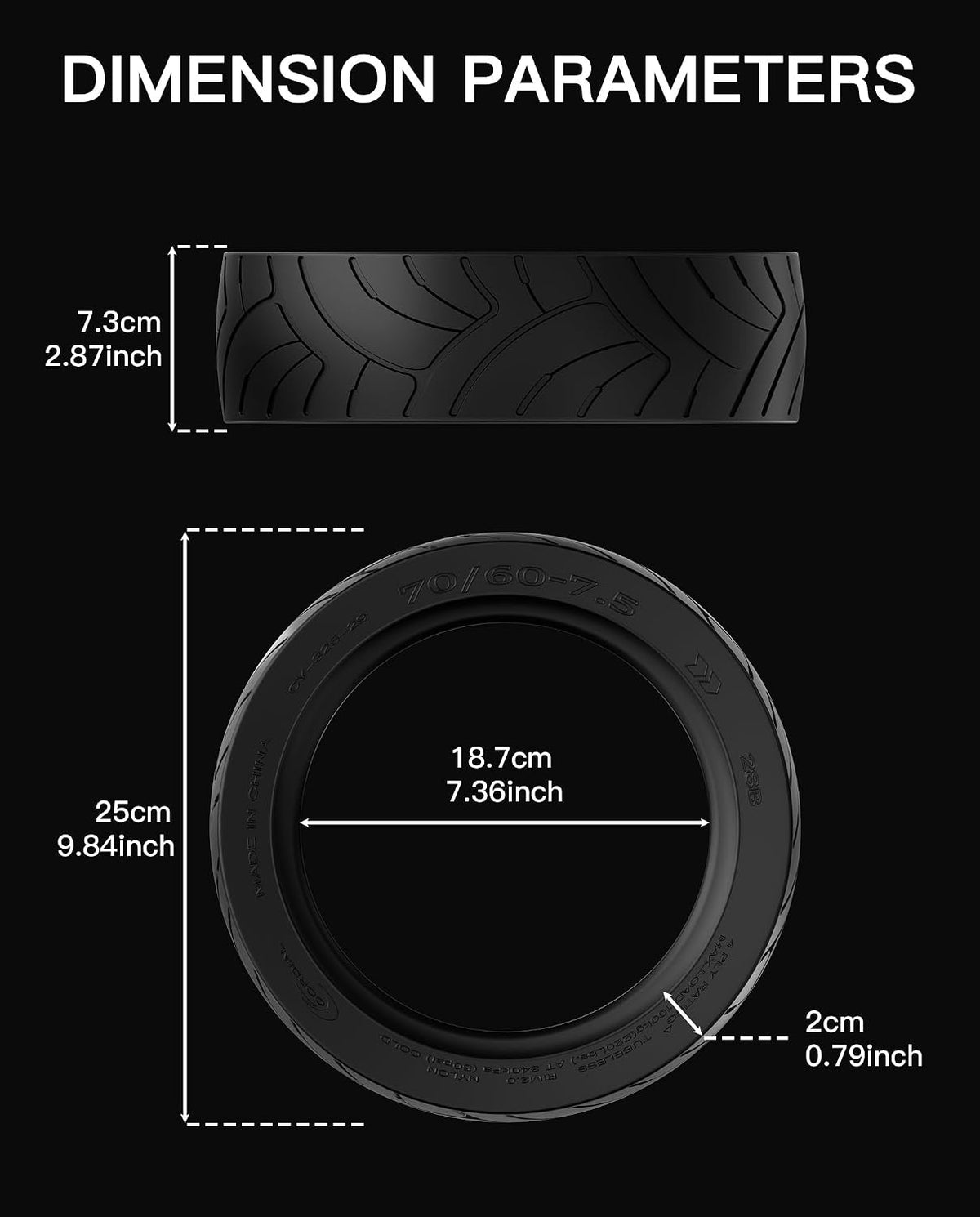 70/60 - 7.5 - 11" Segway Ninebot JELLY VACUUM Tire MAX G3/ZT3/ZT3 Qty 1